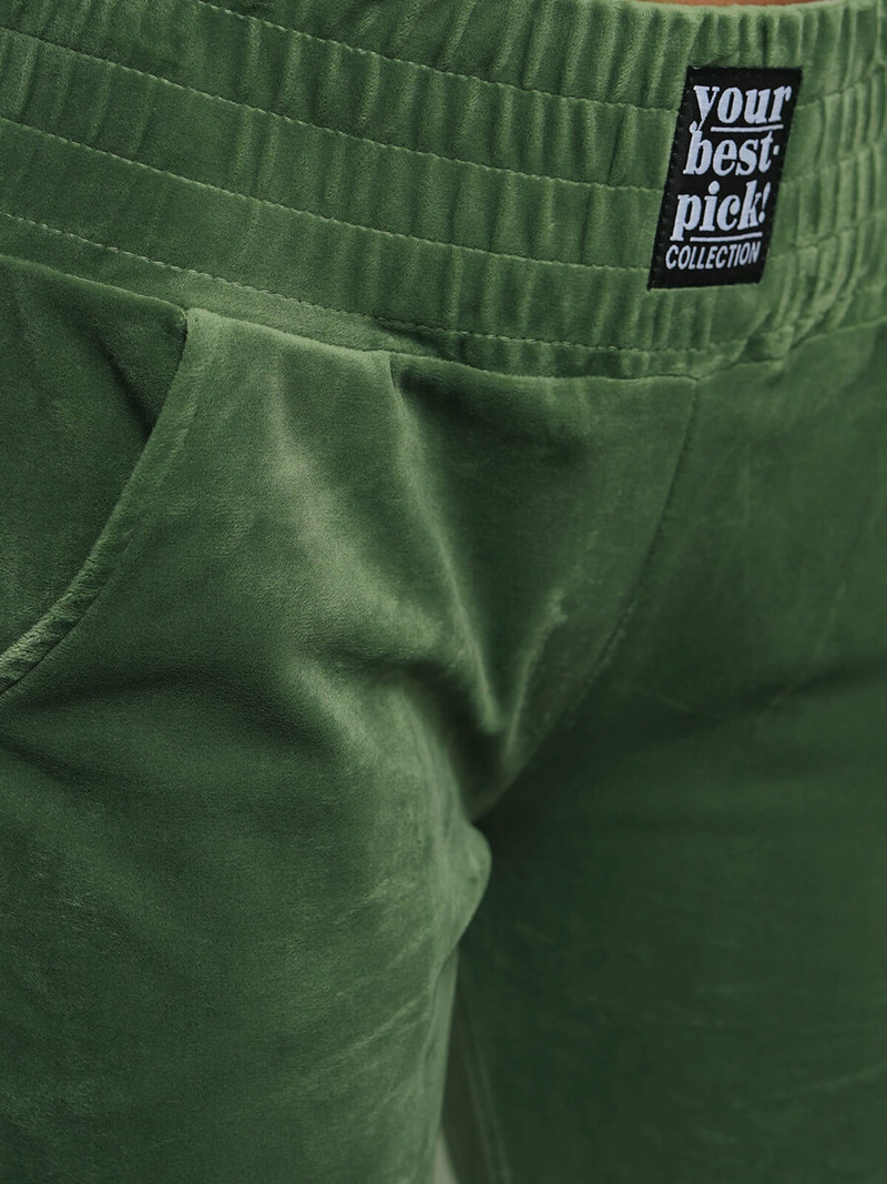 Pantaloni de trening din catifea femei kaki OZONEE O/CR98108