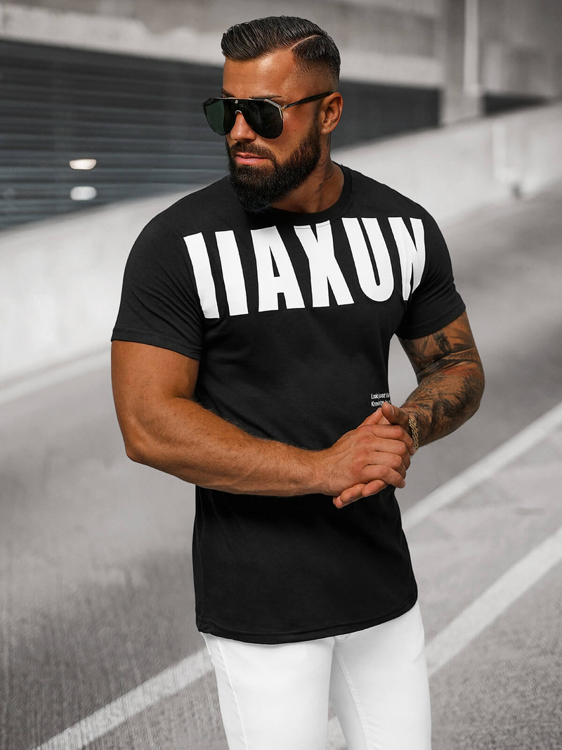 Tricou bărbați negru OZONEE O/T1279/3