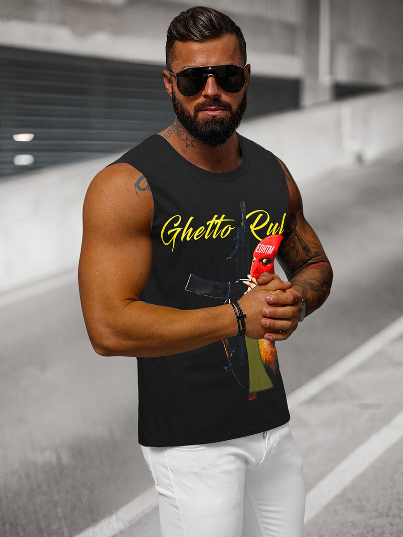 Maiou bărbați neagră OZONEE O/T107/3