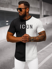 Tricou bărbați negru-alb OZONEE O/7776T