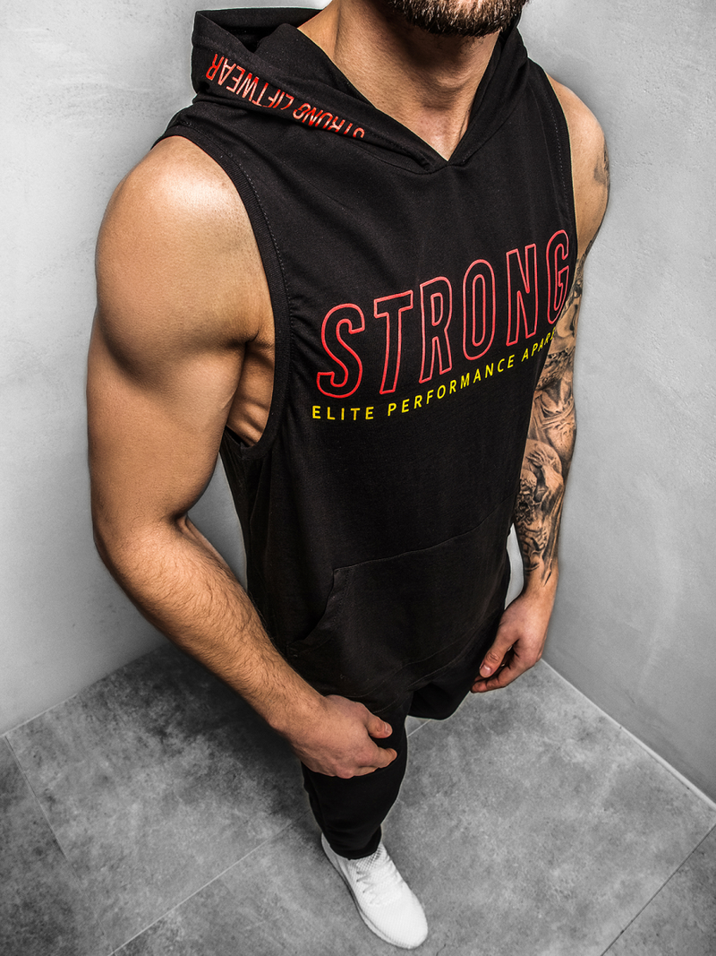 Tricou cu glugă bărbați negru OZONEE MAD/2992Z