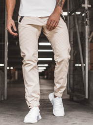 Pantaloni chino jogger pentru bărbați bej OZONEE A/0952