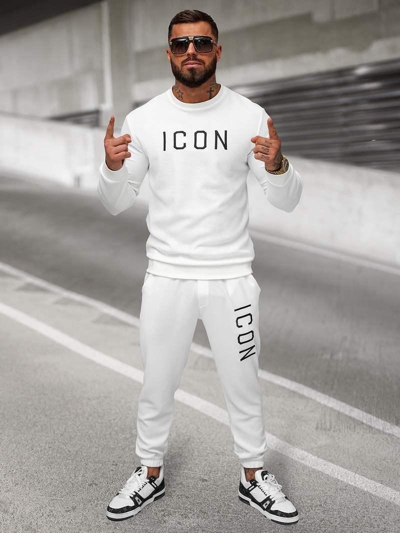 Pantaloni de trening bărbaţi albi OZONEE O/D9125Z