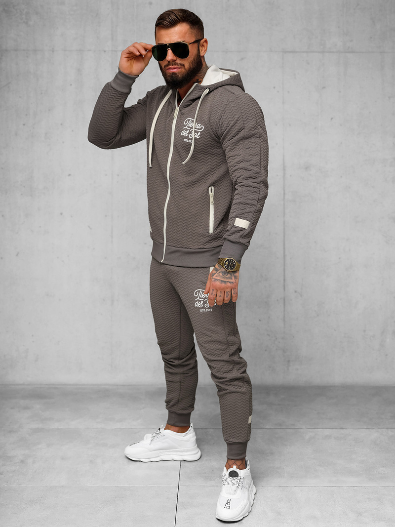 Compleu sport bărbaţi bej-gri OZONEE O/FF5032AB