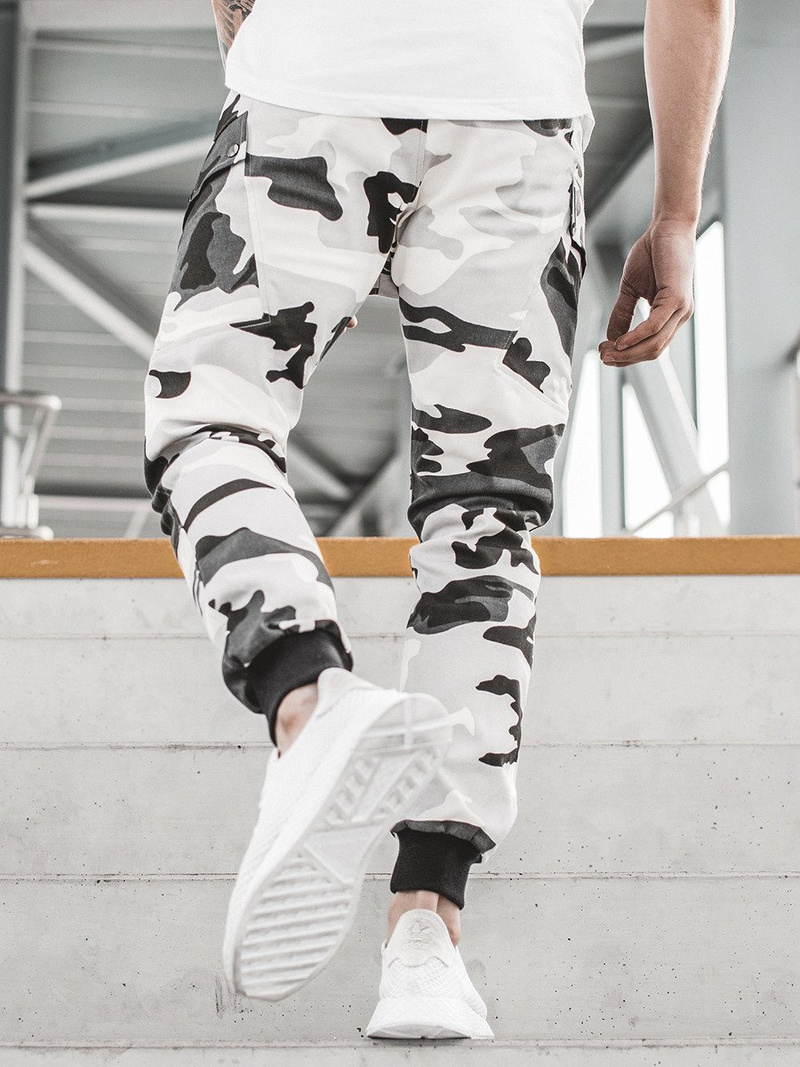 Pantaloni chino jogger pentru bărbați negri-albi OZONEE O/11103