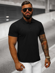 Tricou polo bărbați neagră OZONEE JS/8T80/3Z