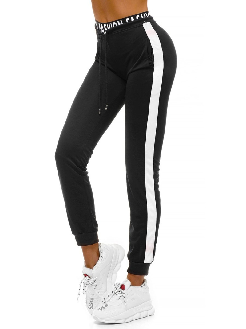 Pantaloni de training femei negri-albi OZONEE O/82316