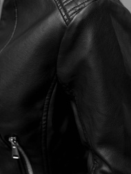 Geacă de piele pentru femei neagră OZONEE JS/11Z8038