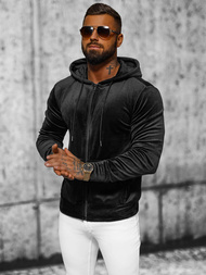 Hanorac bărbați din catifea neagră OZONEE JS/8B1168/3