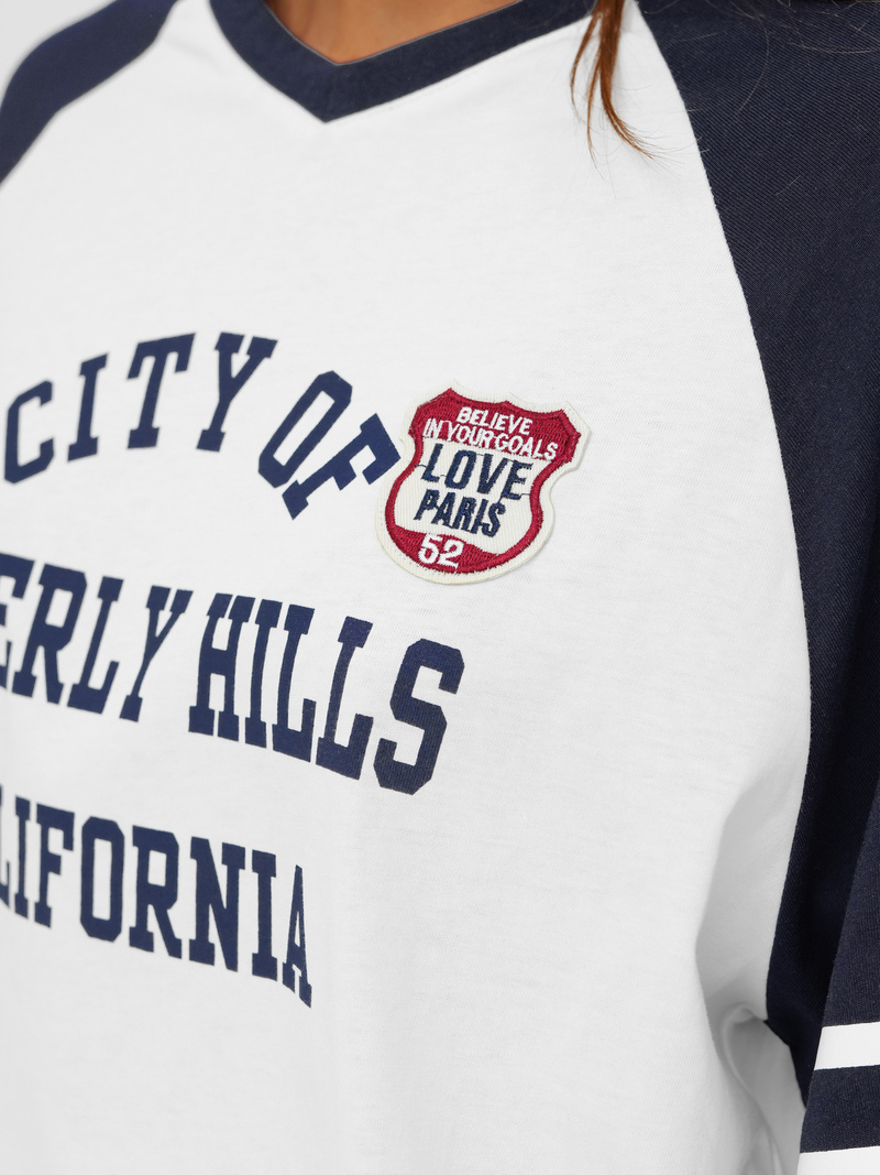 Tricou femei alb-bleumarin OZONEE JS/R62493