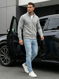 Bluză cu fermoar bărbați gri OZONEE JS/2002Z