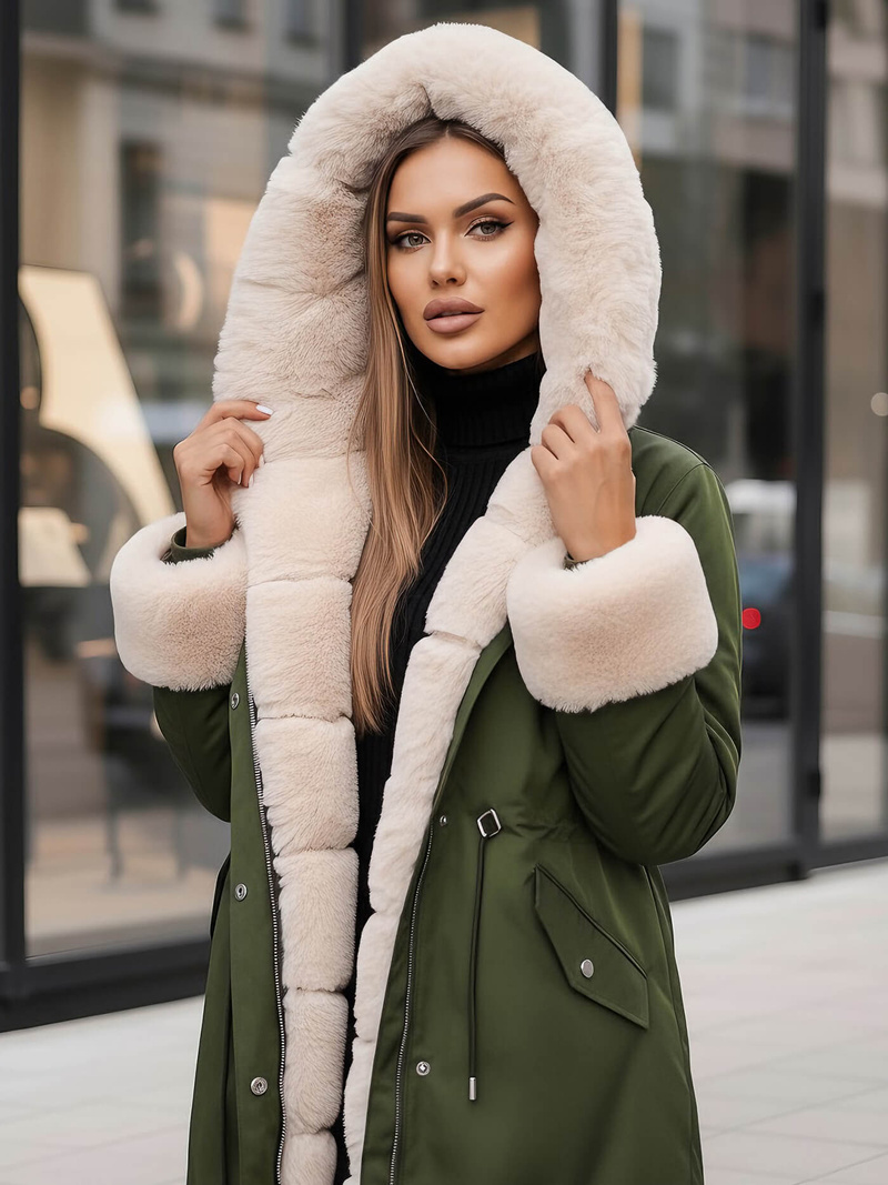 Geacă de iarnă damă verde OZONEE JS/M763/136Z