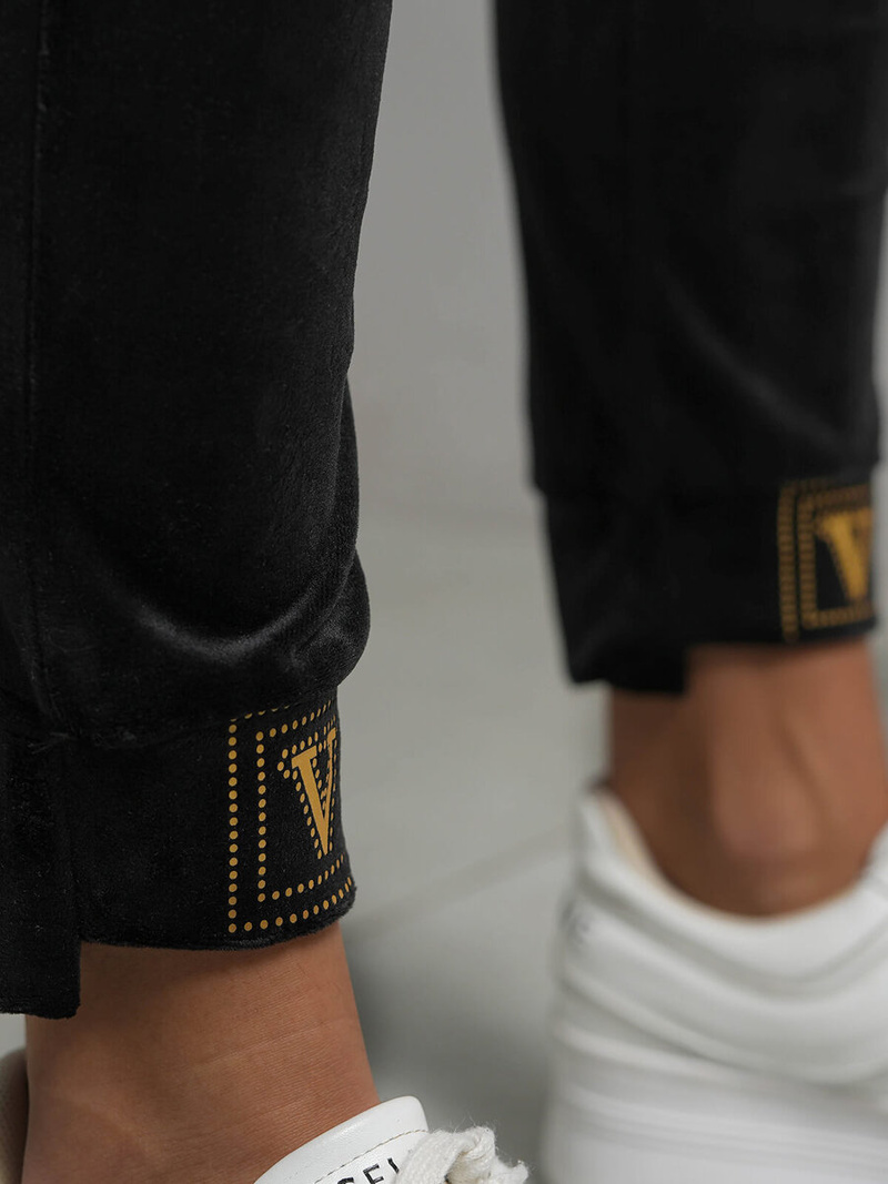 Pantaloni de trening femei din catifea negri OZONEE O/CR98107