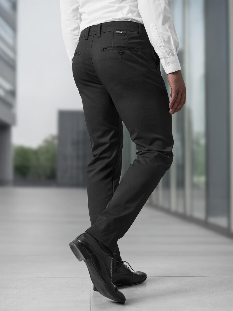Pantaloni chino bărbaţi negri OZONEE V/6545