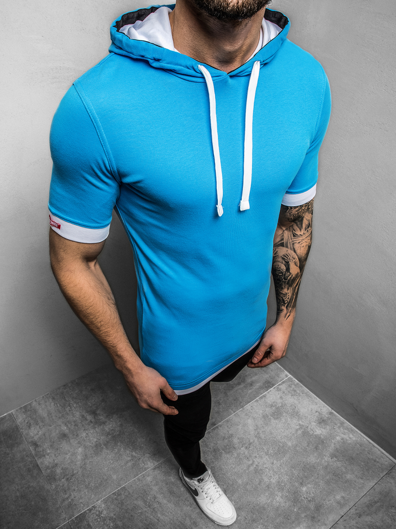Tricou cu glugă bărbați turcoaz OZONEE O/1273Z