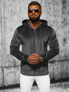 Hanorac bărbați din catifea antracit OZONEE JS/8B1168/6