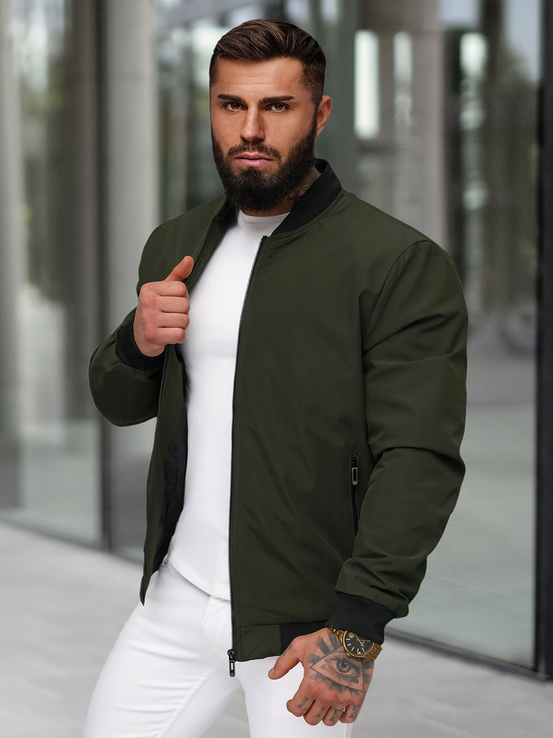 Jachetă de primăvară bărbați kaki OZONEE JS/62M9502/372