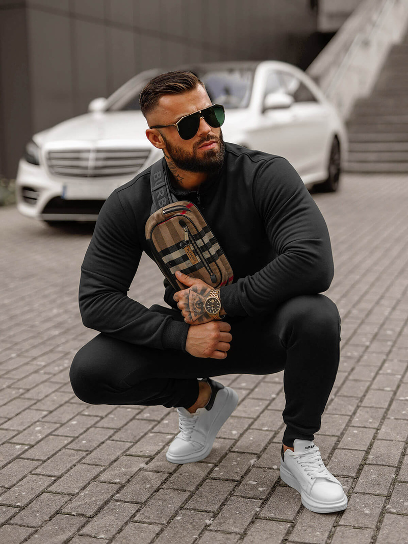 Compleu sport bărbaţi negru OZONEE JS/68C10385/3Z