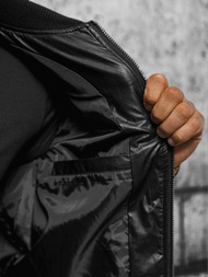 Geacă de piele bărbați neagră OZONEE O/11Z8099