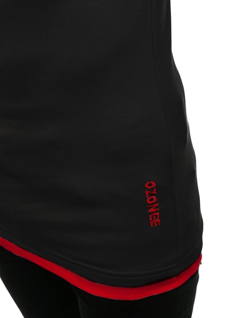 Tricou cu glugă bărbați negru-roșu OZONEE O/1273Z