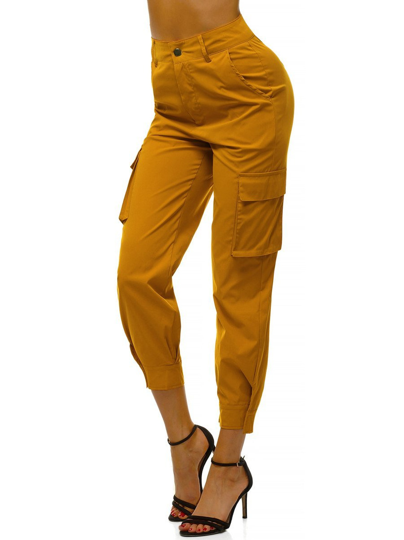 Pantaloni jogger pentru femei galben OZONEE O/HM002