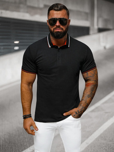 Tricou polo bărbați negru OZONEE O/DA729