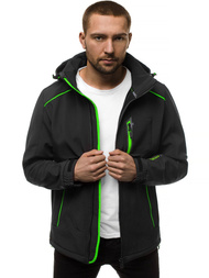 Jachetă bărbați SOFTSHELL neagră-verde OZONEE GE/12259Z