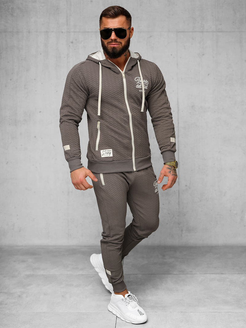 Compleu sport bărbaţi bej-gri OZONEE O/FF5032AB