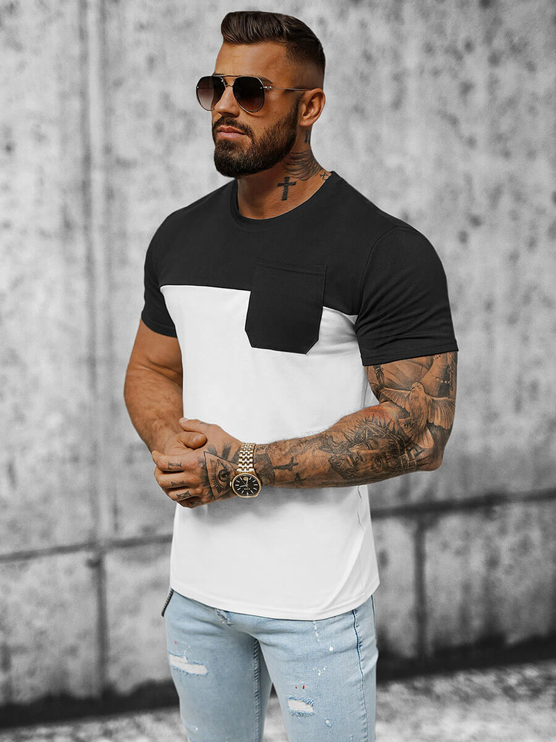 Tricou bărbați negru-alb OZONEE JS/8T91/1Z