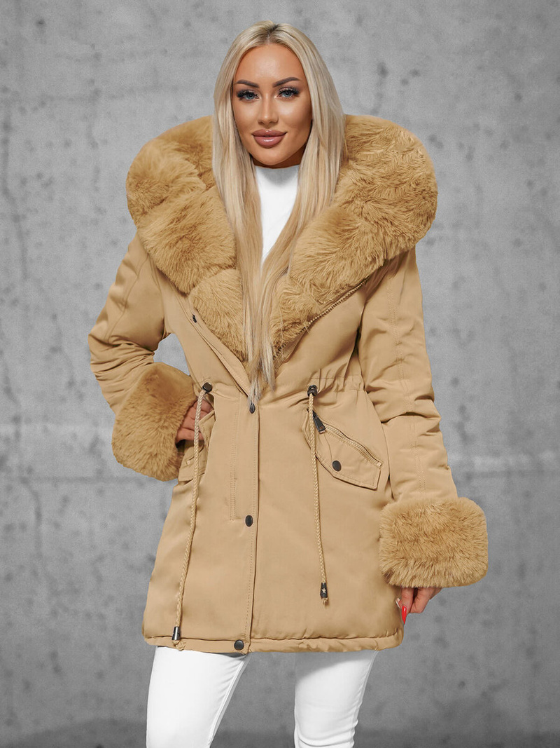 Geacă de iarnă damă bej OZONEE JS/16M9062/62Z