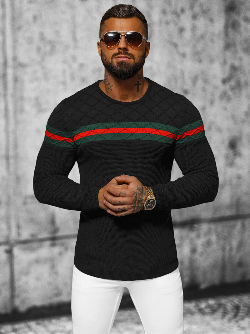 Pulover bărbați negru OZONEE L/2194Z