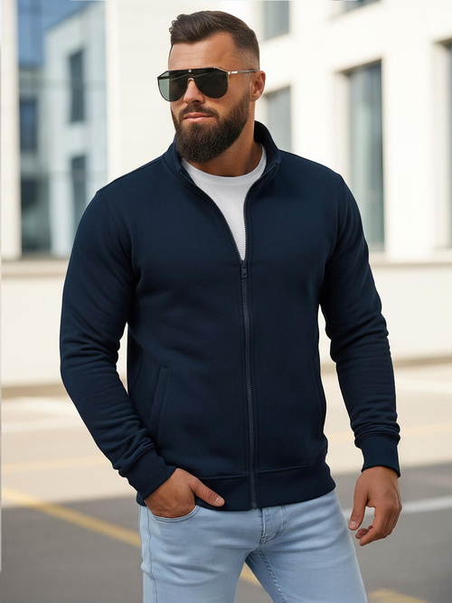 Hanorac cu fermoar bărbați bleumarin OZONEE JS/2002