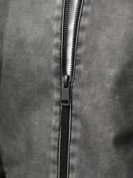 Geacă de piele bărbați antracit OZONEE JS/11Z8107