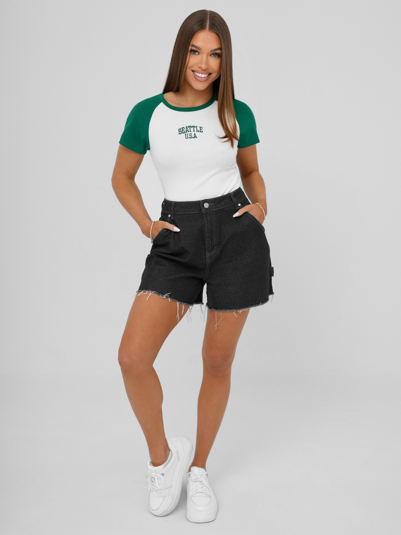 Tricou femei alb-verde OZONEE JS/R61627