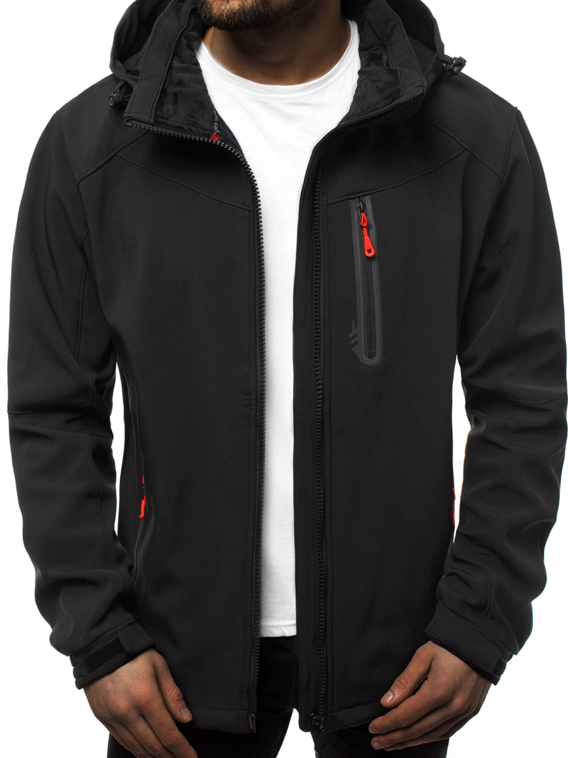 Jachetă bărbați SOFTSHELL neagră-roșie OZONEE GE/12269