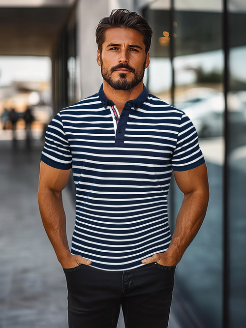 Tricou polo bărbați bleumarin OZONEE O/PA6636