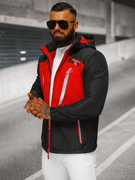 Jachetă softshell bărbați neagră-roșu OZONEE JS/HH022/1C