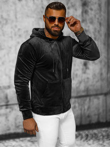 Hanorac bărbați din catifea neagră OZONEE JS/8B1168/3