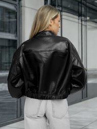 Geacă de piele pentru femei neagră OZONEE JS/11Z8281Z