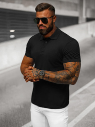 Tricou polo bărbați neagră OZONEE JS/8T80/3Z