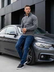 Bluză cu fermoar bărbați gri închis OZONEE JS/2002Z