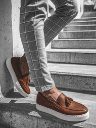 Pantofi slip-on pentru bărbați alb maroniu O/KN717