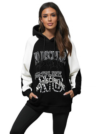 Hanorac oversize negru OZONEE O/SWE23037Z