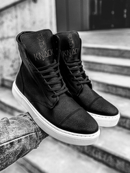 SNEAKERS mare negri-albi OZONEE KN/022