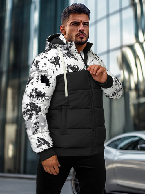 Geacă de iarnă parka bărbați alb-negru OZONEE JS/31M5030/392Z