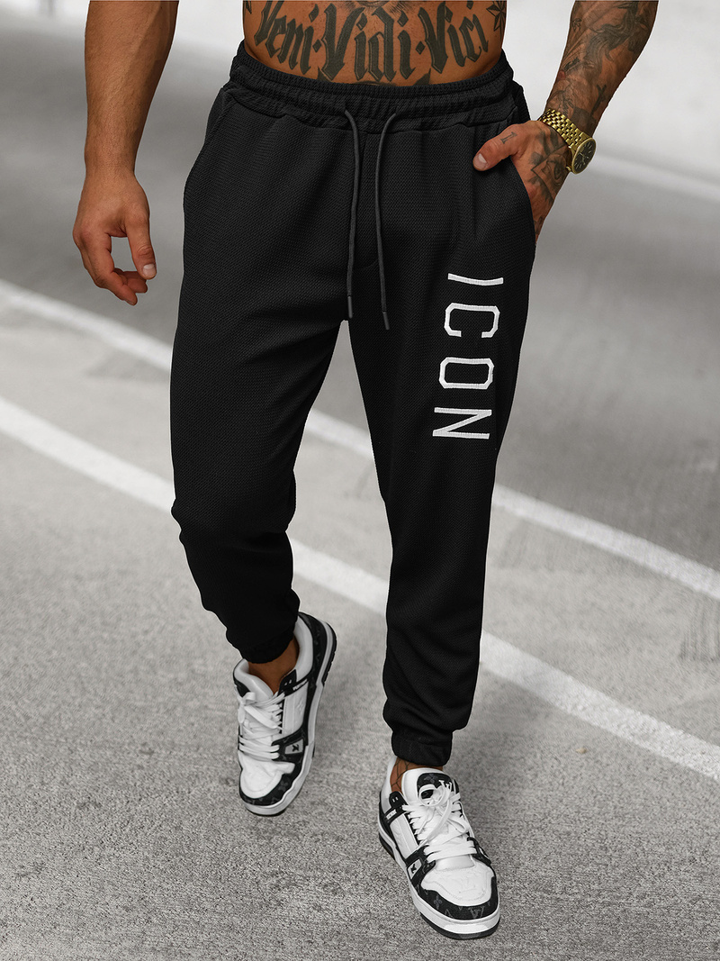 Pantaloni de trening bărbaţi negri OZONEE O/D9125Z