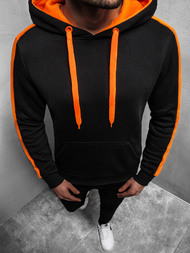 Hanorac cu glugă bărbați negru-portocaliu OZONEE JS/2012Z