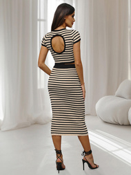 Set pentru femei negru/bej - top și fusta OZONEE O/JK262