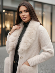 Palton de dama bej OZONEE JS/53M5200/155Z