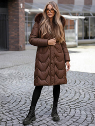 Geacă de iarnă damă ciocolată OZONEE JS/5M3229/158